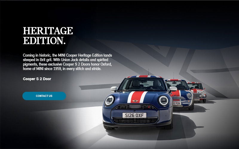 Lineup of MINI Cooper Heritage Edition vehicles.