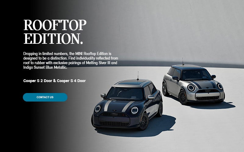 Side by side shot of Rooftop Edition MINI Cooper.