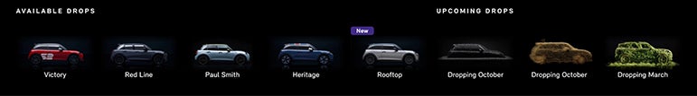 Line up of available and upcoming MINI Special Edition vehicles.